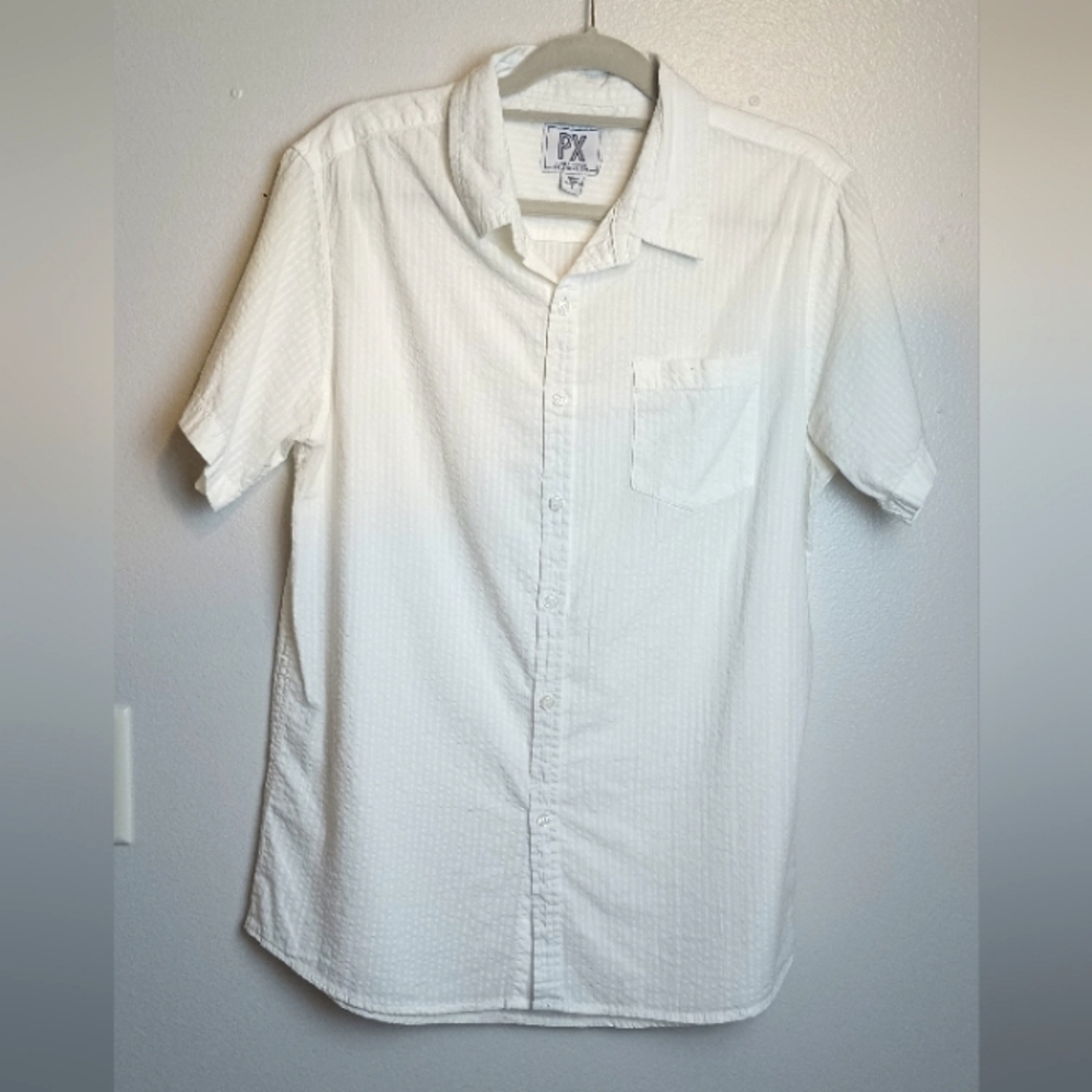 PX Clothing Button Up Cotton Short Sleeve Shirt Large